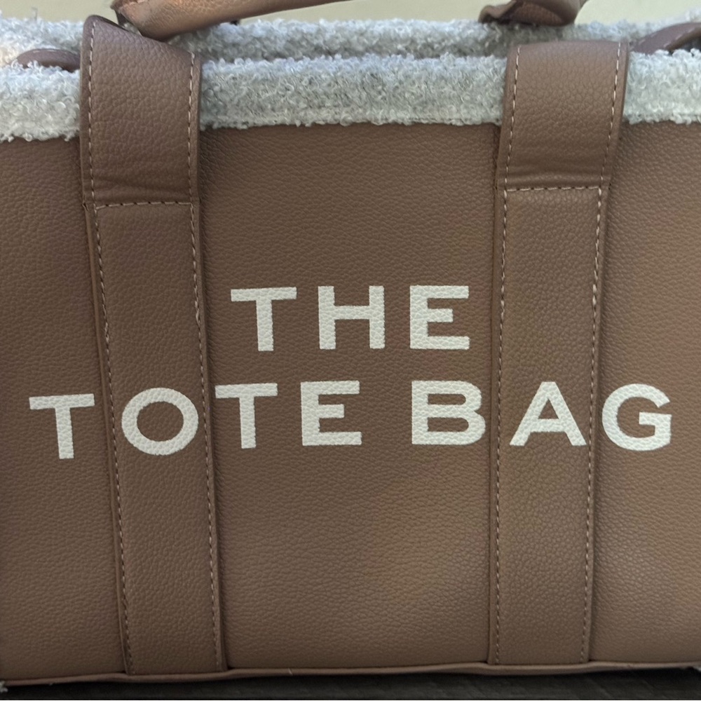 Amazon Brown Tote Bag with White Accents (NOT MARC JACOBS!)